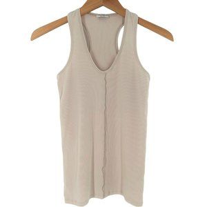 Brunello Cucinelli Cream Cotton Ribbed Racerback Tank Top